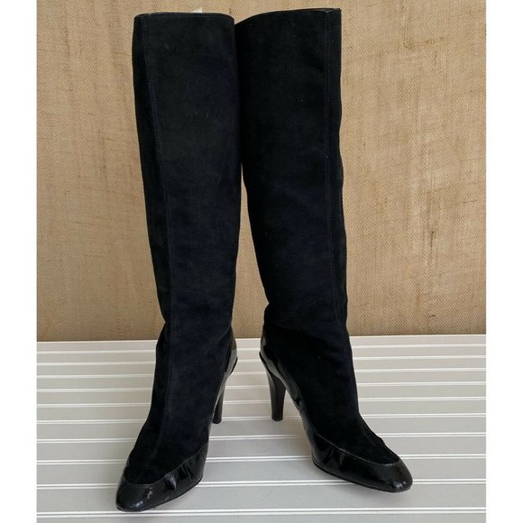 Diane Von Furstenberg Black Suede Knee High Boots 9.5 - Picture 2 of 11